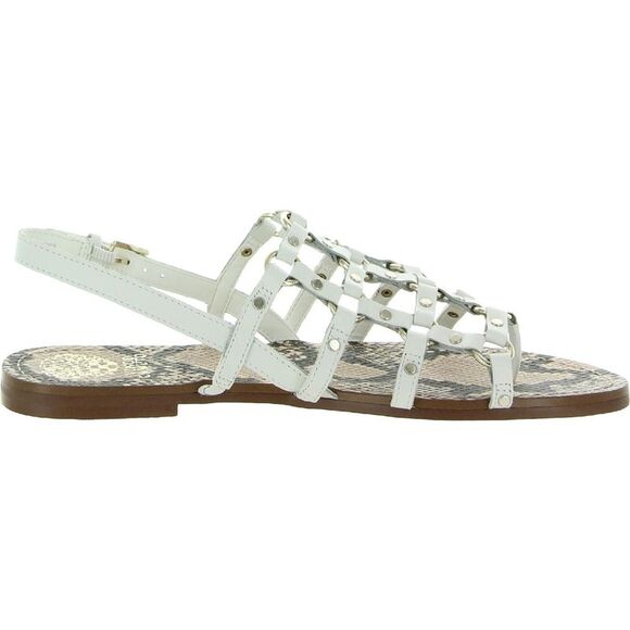 Vince Camuto Womens Richinite White Leather Buckle Huarache Sandals Shoes New - Picture 2 of 3